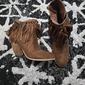 Not Rated Tan Fringe Ankle Booties